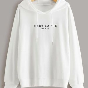 **NEVER WORN BEFORE Drop Shoulder Slogan Graphic Hoodie